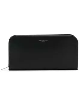 Saint Laurent кошелек на молнии с логотипом, черный