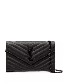 Saint Laurent кошелек с цепочкой и монограммой, черный