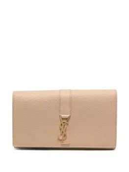 Saint Laurent кошелек с клапаном и логотипом YSL, коричневый
