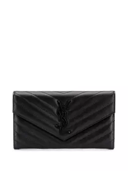 Saint Laurent кошелек с клапаном и монограммой, черный