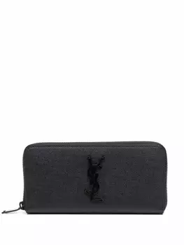 Saint Laurent кошелек с круговой молнией и монограммой, черный
