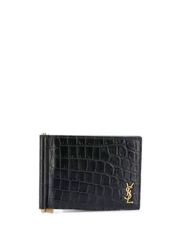 Saint Laurent кошелек с металлическим логотипом, черный