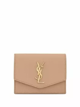 Saint Laurent кошелек с откидным клапаном и монограммой, нейтральный цвет