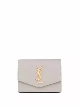 Saint Laurent кошелек с откидным клапаном и монограммой, белый