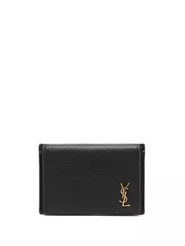 Saint Laurent кошелек с откидным клапаном и логотипом, черный