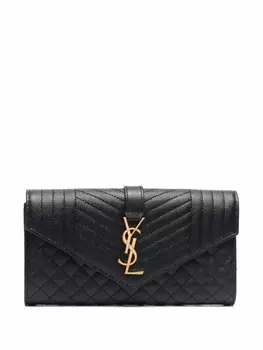 Saint Laurent кошелек с тиснением, черный
