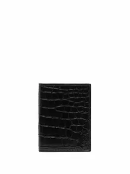 Saint Laurent кошелек с тиснением под кожу крокодила и логотипом, черный