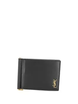 Saint Laurent кошелек с зажимом для банкнот и декором Monogram, черный