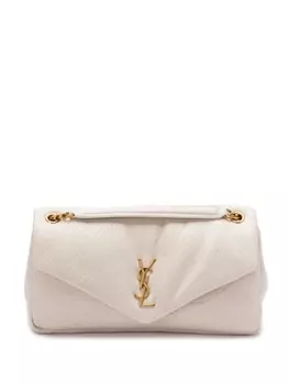 Saint Laurent кожаная сумка через плечо, нейтральный цвет