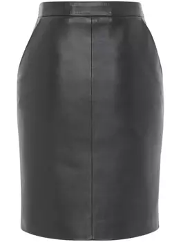 Saint Laurent кожаная юбка-карандаш, черный