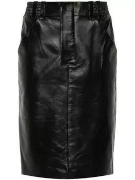 Saint Laurent кожаная юбка-карандаш, черный