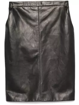 Saint Laurent кожаная юбка-карандаш, черный