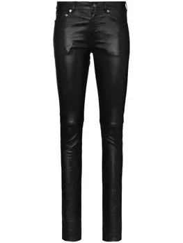 Saint Laurent кожаные брюки скинни, черный