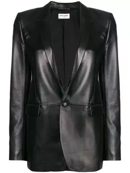 Saint Laurent кожаный блейзер, черный