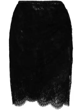 Saint Laurent кружевная мини-юбка, черный