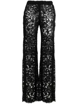 Saint Laurent кружевные брюки широкого кроя, черный
