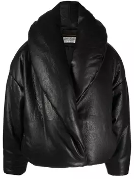 Saint Laurent куртка оверсайз с тисненым логотипом, черный