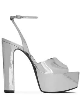 Saint Laurent лакированные туфли Sexy 95, серебристый