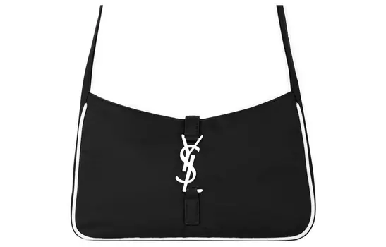 SAINT LAURENT LE5A7 Сумка через плечо из переработанного нейлона, женская, черно-белая