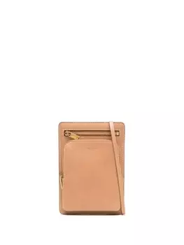 Saint Laurent leather neck pouch, коричневый