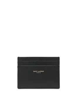 Saint Laurent logo-embossed leather cardholder, черный