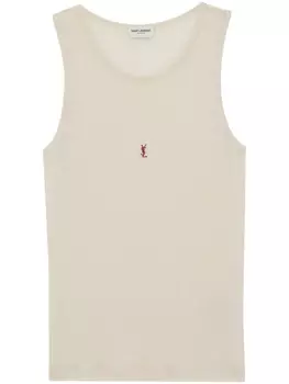 Saint Laurent logo-embroidered wool tank top, нейтральный цвет