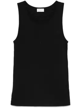 Saint Laurent майка с вышитым логотипом, черный