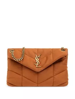 Saint Laurent маленькая стеганая сумка через плечо, коричневый