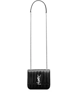 Saint Laurent маленькая стеганая сумка на плечо Vicky, черный