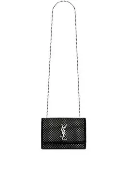 Saint Laurent маленькая сумка Kate со стразами, черный