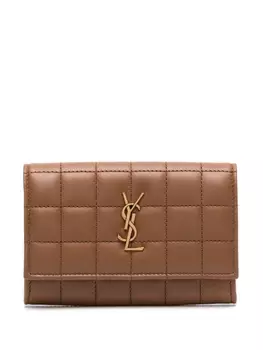 Saint Laurent маленький кошелек-конверт Cassandre, коричневый