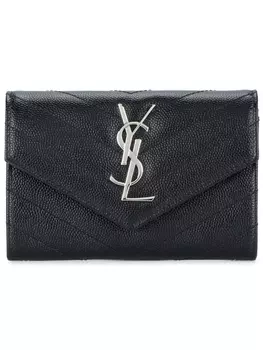 Saint Laurent маленький кошелек-конверт с монограммой, черный