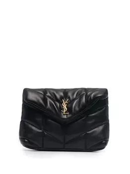 Saint Laurent маленький стеганый клатч Puffer, черный