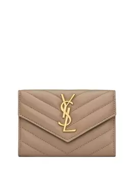 Saint Laurent маленький стеганый кошелек-конверт, нейтральный цвет