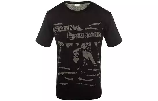 Футболка мужская Saint Laurent с принтом, черный / темно-серый