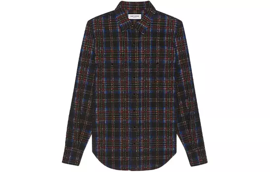 Рубашка мужская Saint Laurent в клетку, синий / красный