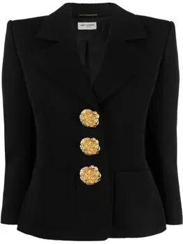Saint Laurent однобортный блейзер строгого кроя, черный
