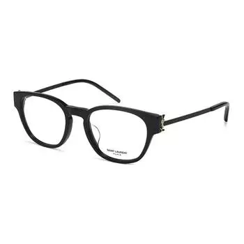 SAINT LAURENT Оправа для очков Capsule Plate Frame "кошачий глаз", унисекс, черная, с золотым логотипом