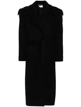 Saint Laurent пальто миди с завязками, черный