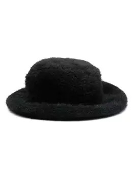 Saint Laurent панама с вышитым логотипом, черный