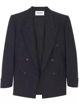 Saint Laurent пиджак в тонкую полоску из вирджинской шерсти, синий