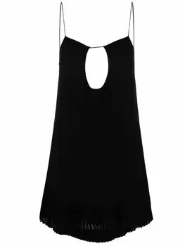 Saint Laurent платье-комбинация с вырезом, черный