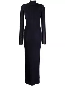 Saint Laurent платье макси с длинными рукавами, синий