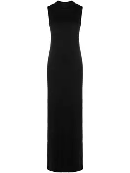 Saint Laurent платье макси с драпировкой, черный