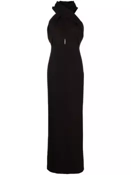 Saint Laurent платье макси с капюшоном, коричневый