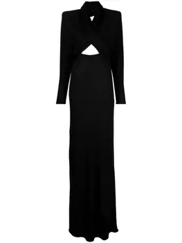 Saint Laurent платье макси с капюшоном, черный