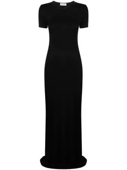 Saint Laurent платье макси с короткими рукавами, черный