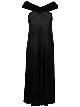 Saint Laurent платье макси с открытыми плечами, черный