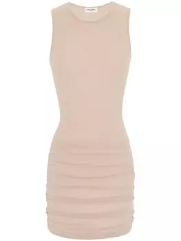 Saint Laurent платье мини без рукавов, нейтральный цвет