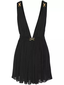 Saint Laurent платье мини с вышивкой, черный